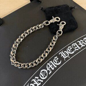Chrome Hearts Wallet Chain Cuban Cross Link 925 Silver Double Clasp 20 Inches